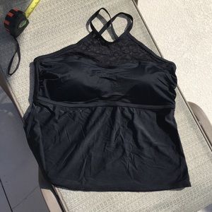 Plus size swim top. Lace, unique, high neck.